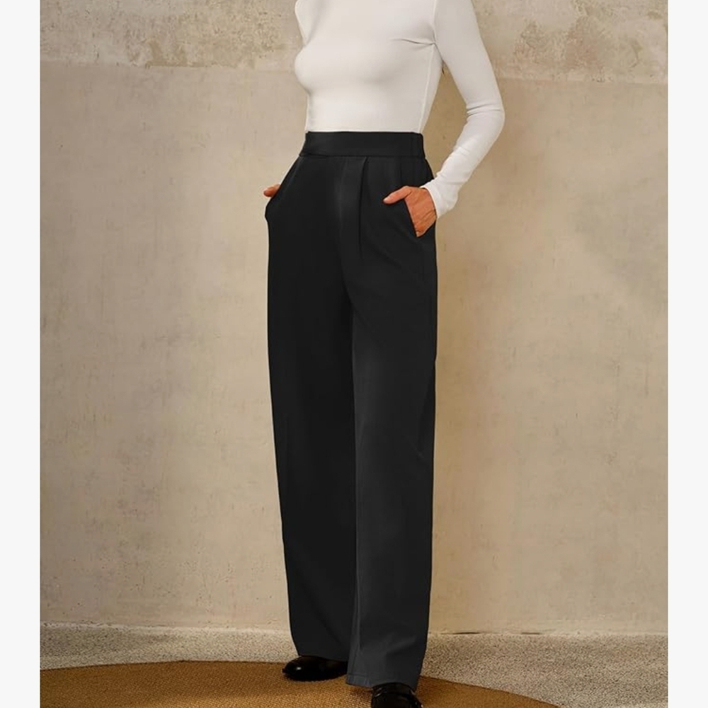 Sophisticated Black Wide Leg Women's Pants